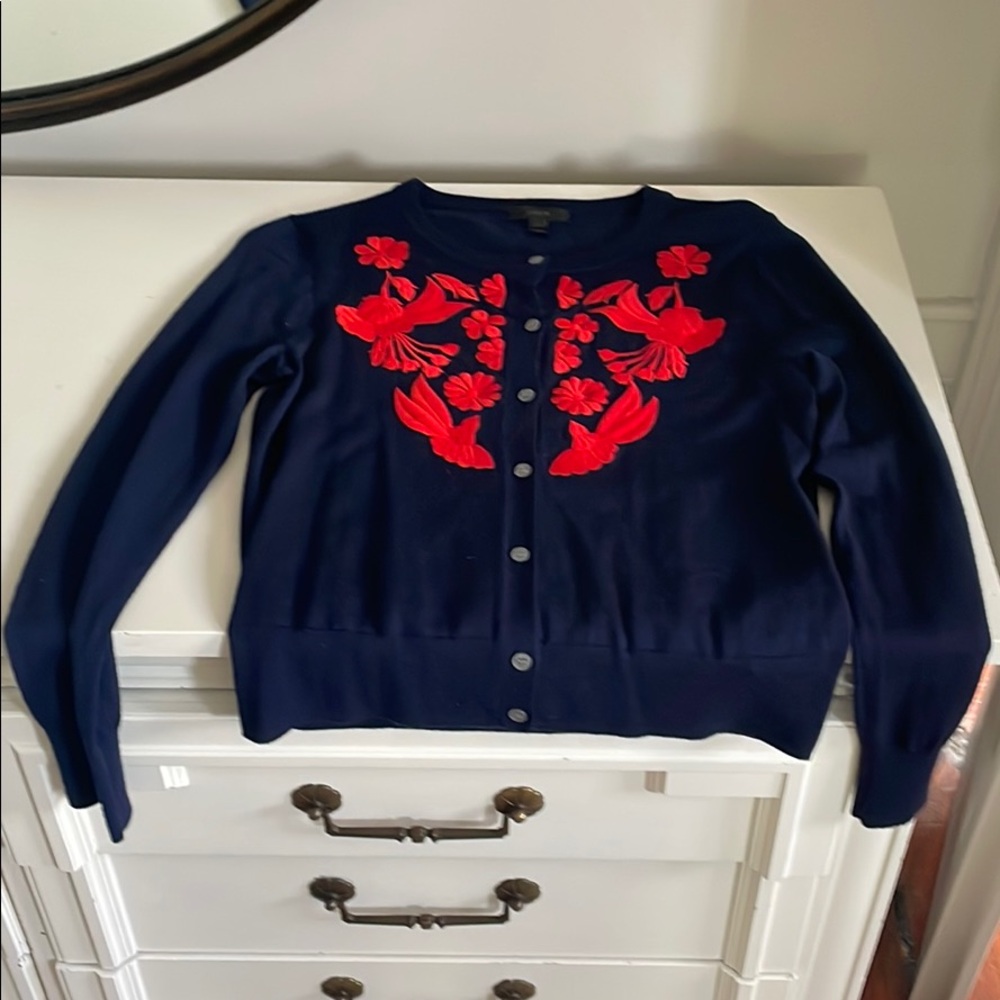 J.crew flower cardigan, navy